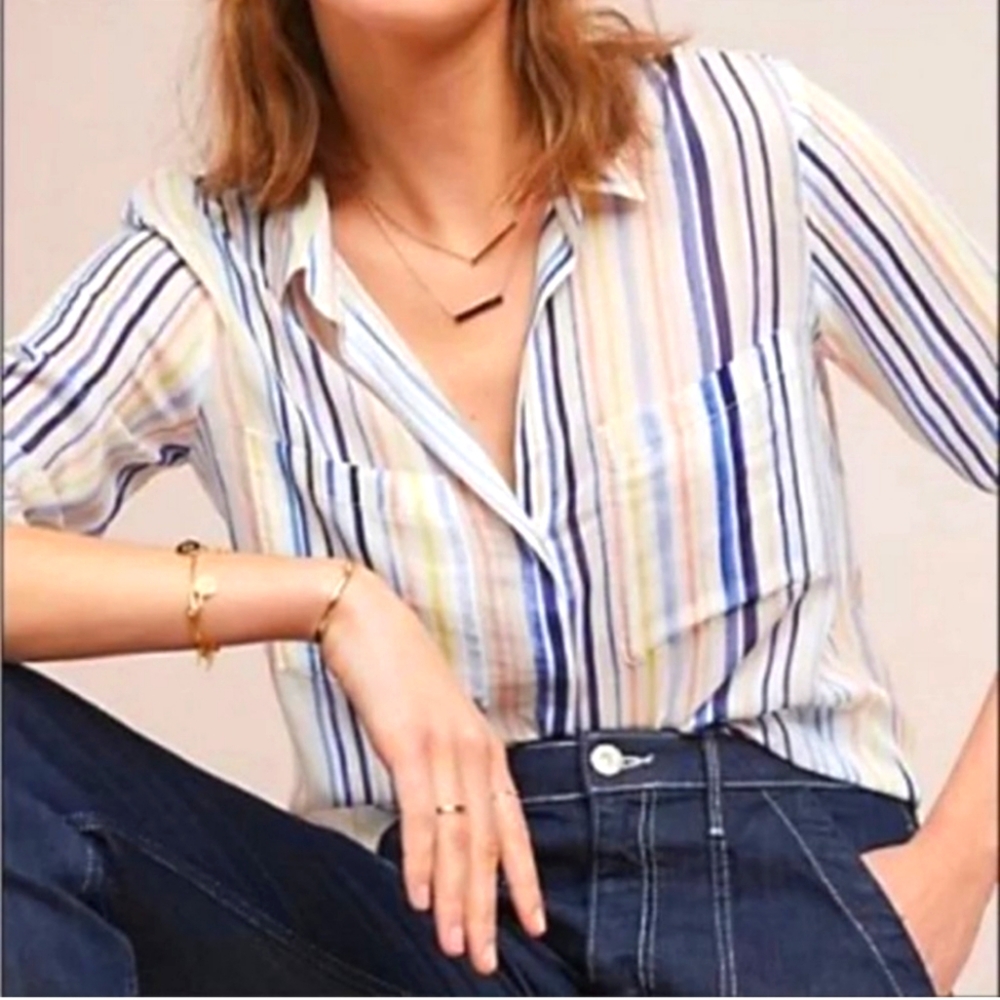 Anthropologie Cloth & Stone Pastel-striped Top, size XS